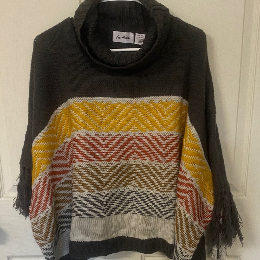 Knitworks Multicolor Chevron Turtleneck Sweater